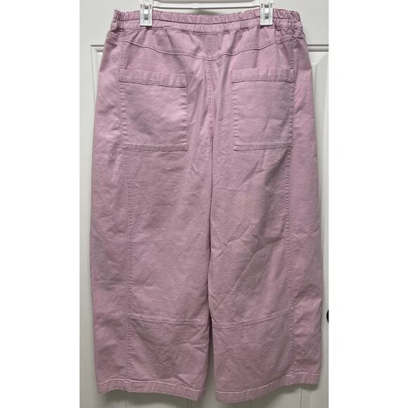 Pilcro Anthropologie The Izzie Relaxed Pull-on Barrel Pants Pink size large - Picture 6 of 8